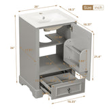 Bathroom Vanity With Sink, Soft Close Door, Adjustable U-Shaped Shelf