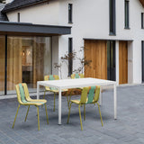 4 Piece Set Of Modern Striped Color- Blocking Single Chairs With Long Table