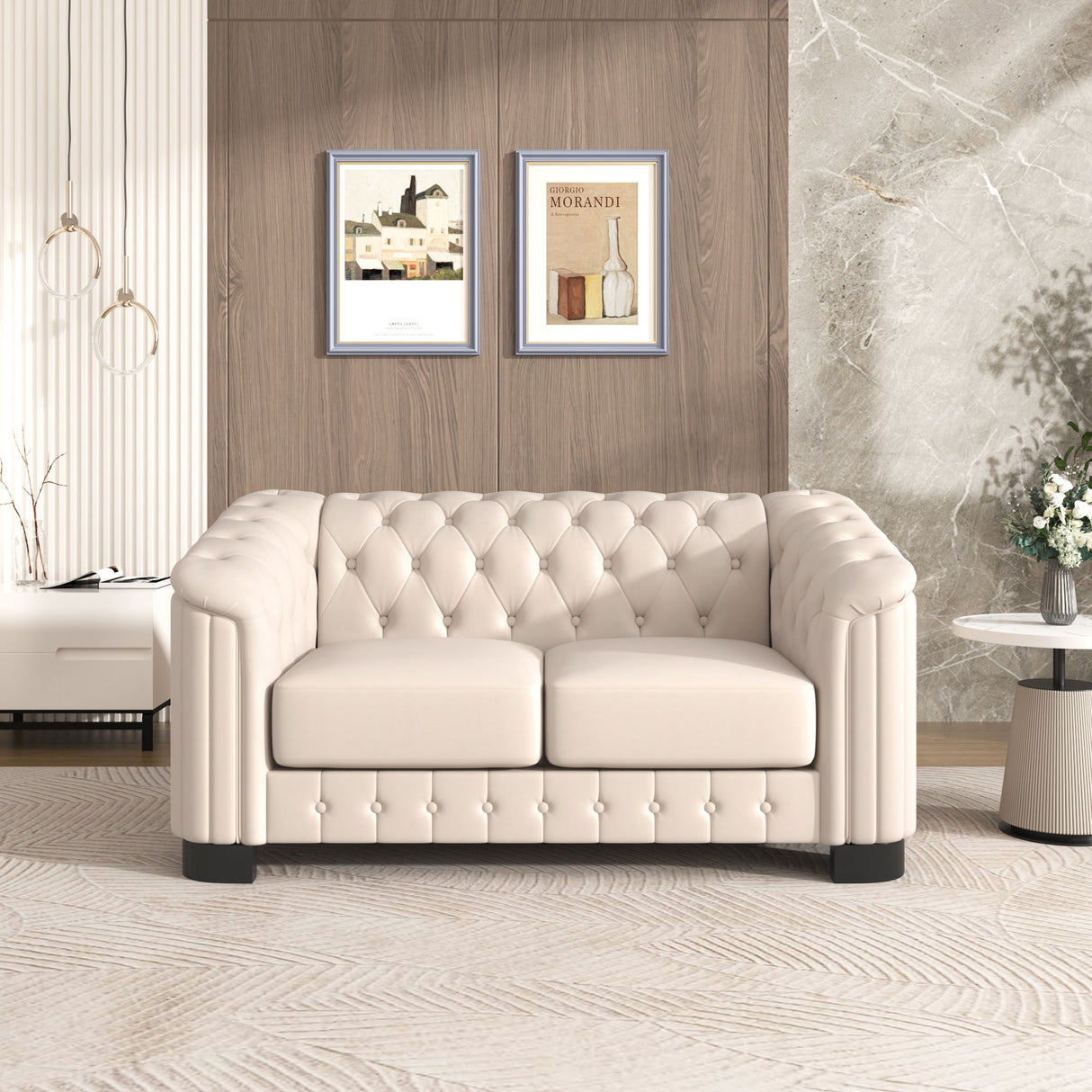 Upholstered Loveseat Sofa With Thick Removable Seat Cushion