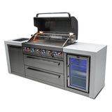 Mont Alpi Deluxe Series 8 Ft Propane Outdoor Kitchen Island w/ Side Burner & Fridge - MAi805-DFC