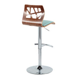 Folia - Adjustable Swivel Barstool (Set of 2) - Chrome Metal And Walnut Back