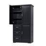 Tall And Wide Storage Cabinet With Doors, 3 Drawers