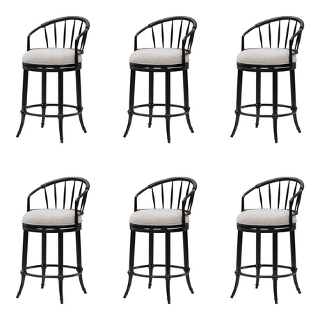Luther - Commercial Grade Steel Frame Fabric Upholstered Swivel Counter Height Barstool
