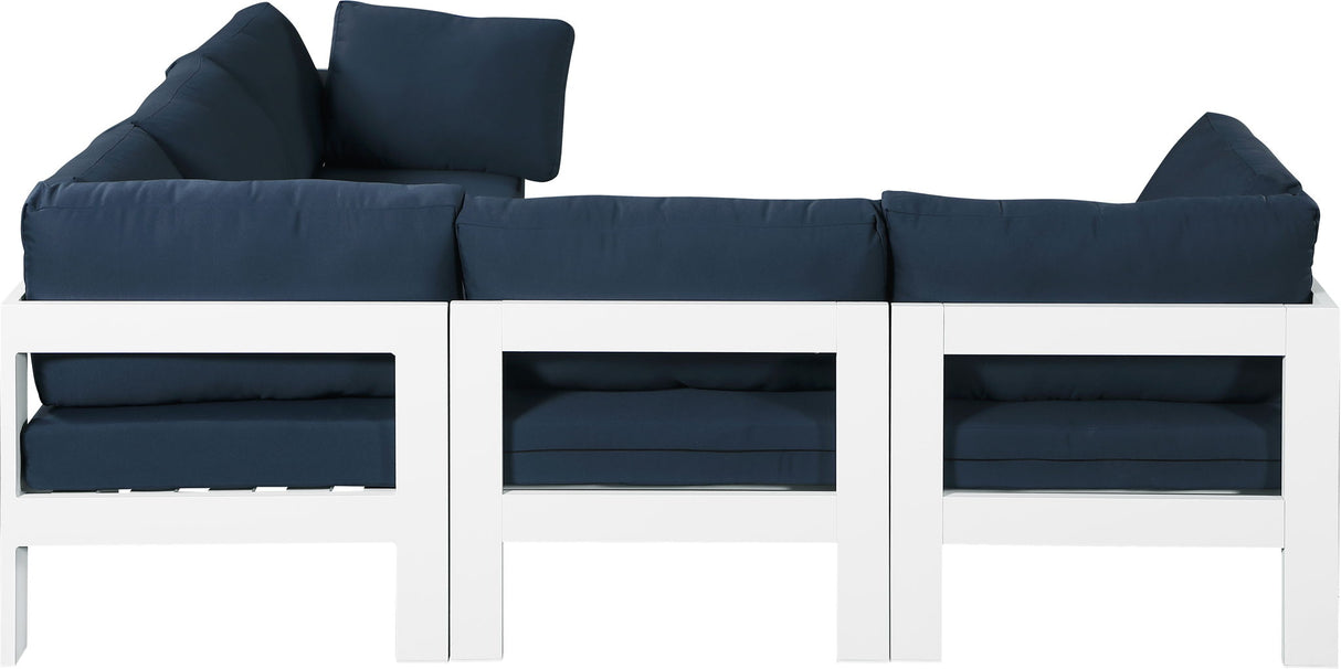 Nizuc - Outdoor Patio 5 Piece Modular Sectional With White Frame