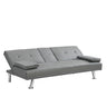 Modern Sofa Bed With Armrest 2 Holders, Wood Frame & Stainless Leg