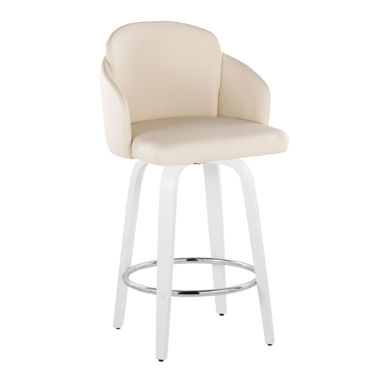 Cinch - Contemporary Fixed-Height Swivel Counter Stool (Set of 2) - White Wood