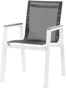 Nizuc - Outdoor Patio Dining Arm Chair With White Frame And Gray Arms (Set of 2)