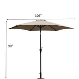 8.8' Outdoor Aluminum Patio Umbrella, Market Umbrella With 33 Pounds Round Resin Umbrella Base Lift