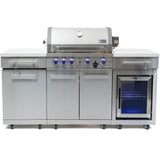 Mont Alpi Compact Series 6 Ft Natural Gas Outdoor Kitchen Island w/ Fridge in Stainless Steel - MA-957FCRS