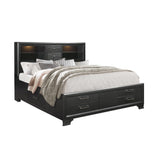 Civic - King Storage Bed With Bookcase Headboard And Built In Lighting - Gray
