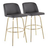 Toriano - 30" Fixed-Height Barstool (Set of 2) - Dark Gray And Gold