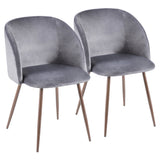 Luna - Contemporary Dining / Accent Chair (Set of 2) - Walnut With Gray Velvet