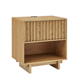 Nightstand With Hidden Charging Station USB Ports & Outlet Hole