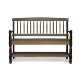 Slatted Bench With Built In Shelf