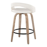 Grotto - Upholstered Fixed-Height Counter Stool (Set of 2) - Whitewashed Wood, White Faux Leather, Black Metal