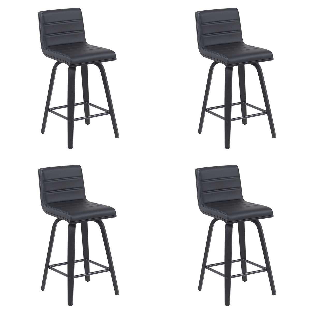 Vienna - Modern Counter Height Swivel Bar Stool - Black Brushed Wood Frame