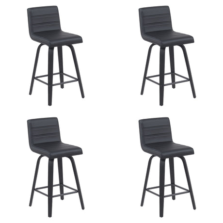 Vienna - Modern Counter Height Swivel Bar Stool - Black Brushed Wood Frame