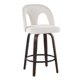 Ava - Upholstered Fixed-Height Barstool (Set of 2) - Walnut Glazed Wood Base