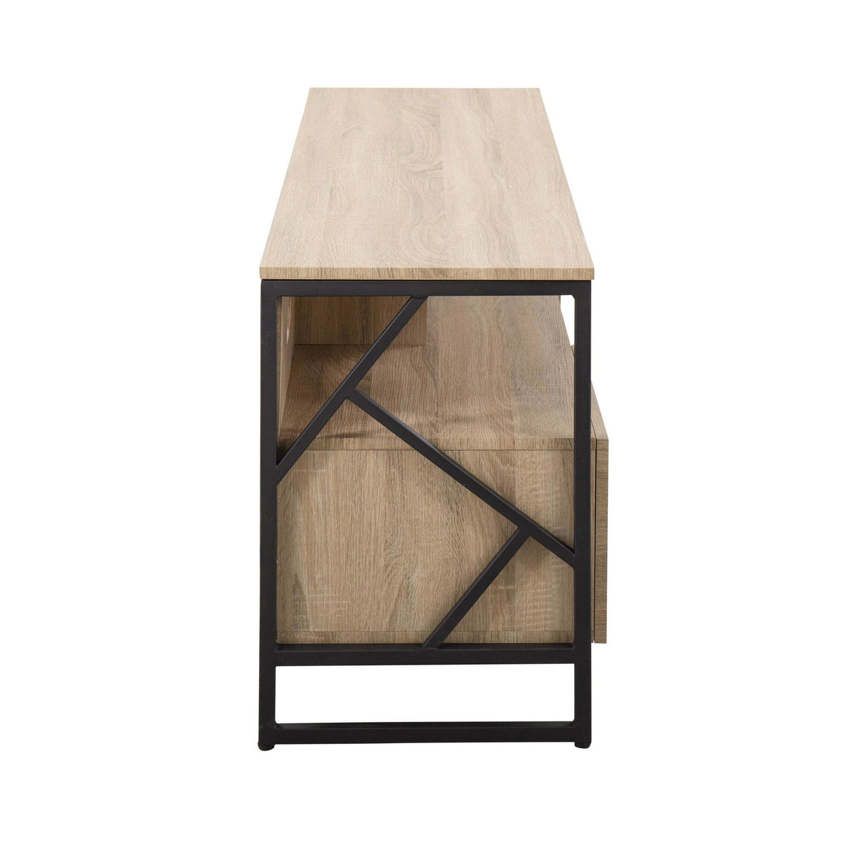 Folia - TV Stand - Natural Wood And Black Steel