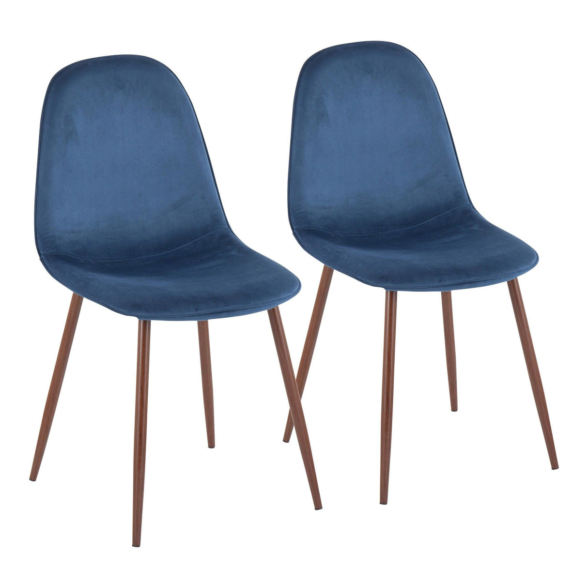 Pebble - Contemporary Chair (Set of 2) - Walnut Frame, Velvet