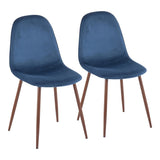Pebble - Contemporary Chair (Set of 2) - Walnut Frame, Velvet