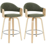 Daxton - Swivel Counter Height Round Back Wood Bar Stool With Faux Leather Seat