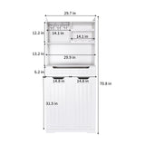 Modern Farmhouse Buffet Cabinet With Hutch Kitchen Storage Sideboard With Drawers & Barn Doors - White