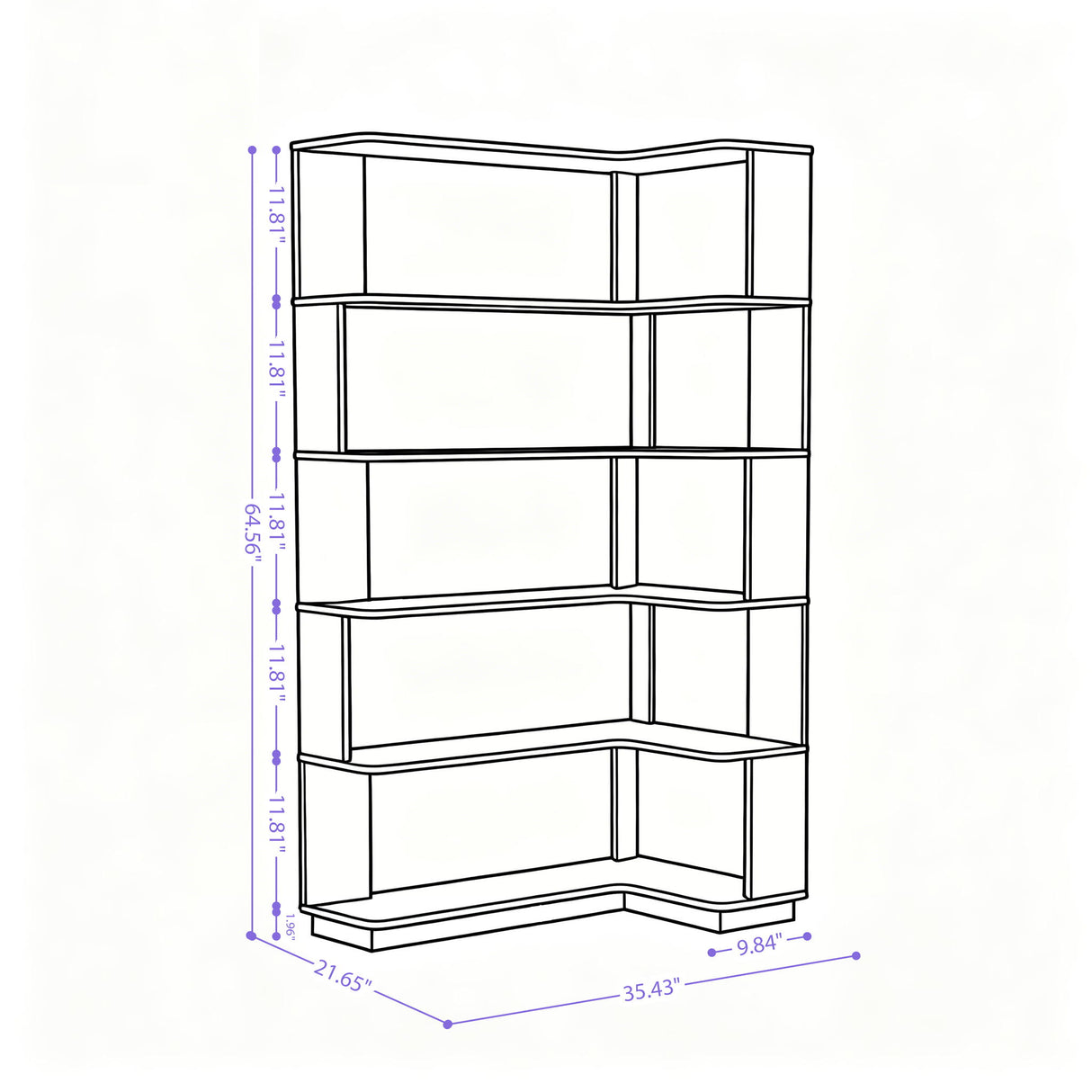 L-Shaped Corner Bookshelf