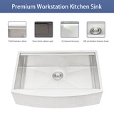 Classic Ceramic Farmhouse Sink Workstation Single Bowl With Durable Finish