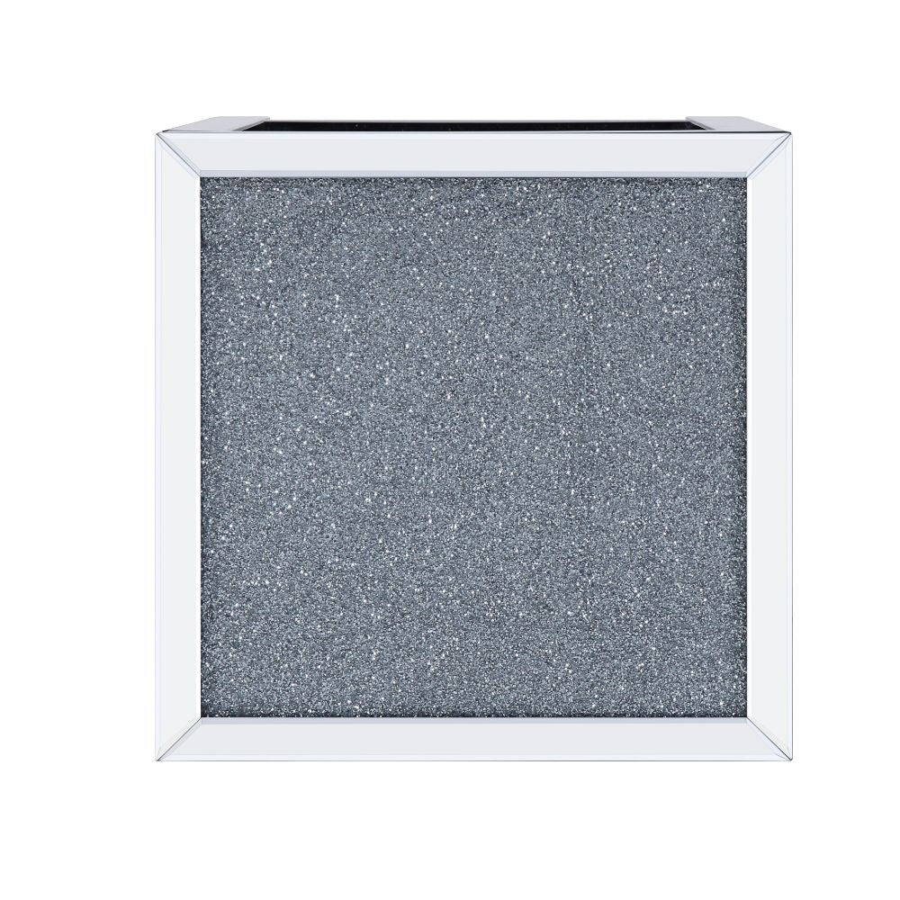 Noralie - End Table With Open Storage Compartment - Clear Glass, Mirrored & Faux Diamonds