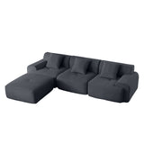 L Shaped Modular Sectional Sofa Corduroy And Movable Ottoman