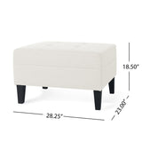 Classic Ottoman With Birch Wood Legs And Fabric Upholstery