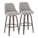 Marcel - 30" Fixed-Height Barstool With Swivel And Round Black Metal Footrest (Set of 2) - Walnut Glazed Wood