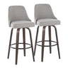 Marcel - 30" Fixed-Height Barstool With Swivel And Round Black Metal Footrest (Set of 2) - Walnut Glazed Wood
