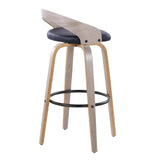 Grotto - 30" Fixed-Height Barstool With Swivel And Round Black Metal Footrest (Set of 2) - Light Gray Wood