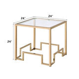 Damien - End Table - Clear Glass & Champagne