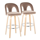 Ava - Upholstered Fixed-Height Barstool (Set of 2) - Natural Wood Base