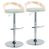 Grotto - Adjustable Barstool - Chrome Metal, Natural Wood