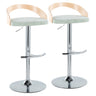 Grotto - Adjustable Barstool - Chrome Metal, Natural Wood