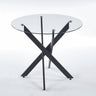 Dining Table With Cross Metal Leg And Tempered Glass, Modern Space Saving Kitchen Table For Living Room