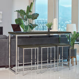 4 Piece Counter Table Set With Built In Power Outlet - Brown