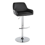 Daniella - Adjustable Barstool With Rounded T Footrest (Set of 2) - Chrome Metal And Black Faux Leather