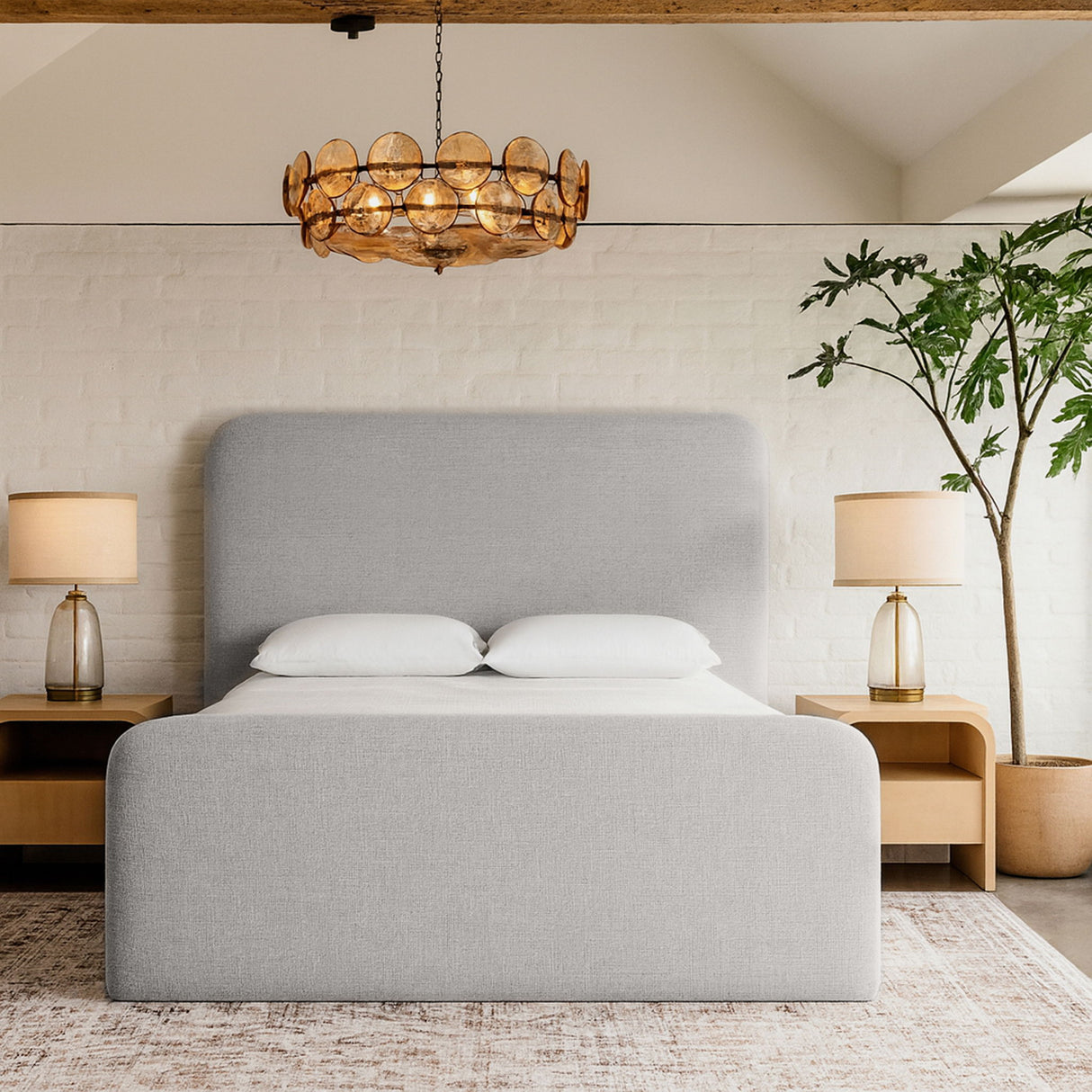 Fira - Linen Textured Fabric Upholstered Bed