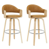 Daxton - Swivel Bar Height Round Back Wood Bar Stool With Faux Leather Seat