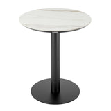 Jazmin - 40" Outdoor Round Sintered Stone Bar Table With Aluminum Pedestal Base - Black / White