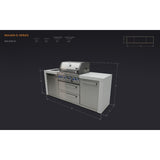 Mont Alpi Deluxe Series 7 Ft Propane Outdoor Kitchen Island w/ Side Burner - MAi400-D