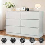 6 Drawer Dresser With Spacious Countertop And Concealed Handles