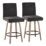 Hannah - 26" Fixed-Height Counter Stool With Swivel And Round Black Metal Footrest (Set of 2) - Whitewashed Wood