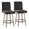 Hannah - 26" Fixed-Height Counter Stool With Swivel And Round Black Metal Footrest (Set of 2) - Whitewashed Wood