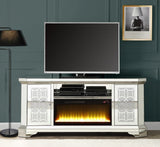 Noralie - TV Stand With Fireplace - Mirrored & Faux Diamonds